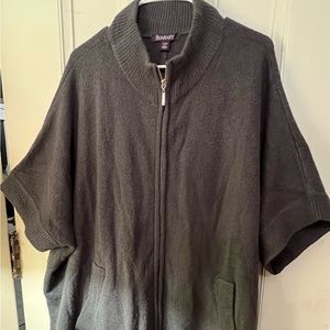 THREE Roaman’s ladies short sleeved sweater cardigans (navy, gray and wine) , 1x